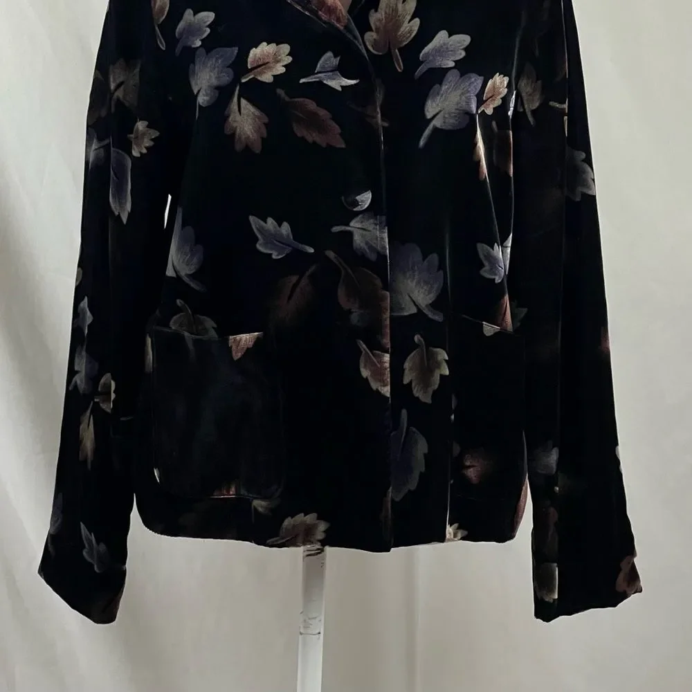 Elliott Lauren Black Velvet Metallic Floral Blazer Jacket NWOT Size M